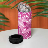 Personalised Polynesia Breast Cancer Awareness 4 in 1 Can Cooler Tumbler Think Pink Ribbon Polynesian Butterflies