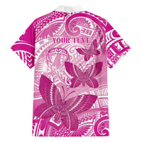 Personalised Polynesia Breast Cancer Awareness Family Matching Off Shoulder Maxi Dress and Hawaiian Shirt Think Pink Ribbon Polynesian Butterflies LT14 - Polynesian Pride