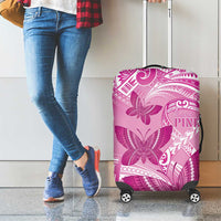 Polynesia Breast Cancer Awareness Luggage Cover Think Pink Ribbon Polynesian Butterflies