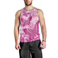 Personalised Polynesia Breast Cancer Awareness Men Tank Top Think Pink Ribbon Polynesian Butterflies