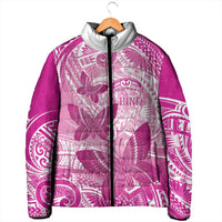 Personalised Polynesia Breast Cancer Awareness Padded Jacket Think Pink Ribbon Polynesian Butterflies