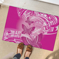 Polynesia Breast Cancer Awareness Rubber Doormat Think Pink Ribbon Polynesian Butterflies