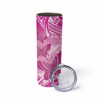 Personalised Polynesia Breast Cancer Awareness Skinny Tumbler Think Pink Ribbon Polynesian Butterflies