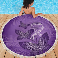 Polynesia Lupus Awareness Month Beach Blanket Warrior Purple Ribbon Polynesian Butterflies