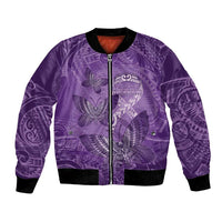Personalised Polynesia Lupus Awareness Month Bomber Jacket Warrior Purple Ribbon Polynesian Butterflies