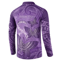 Personalised Polynesia Lupus Awareness Month Button Sweatshirt Warrior Purple Ribbon Polynesian Butterflies