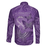 Personalised Polynesia Lupus Awareness Month Family Matching Off Shoulder Maxi Dress and Hawaiian Shirt Warrior Purple Ribbon Polynesian Butterflies LT14 - Polynesian Pride