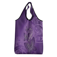 Polynesia Lupus Awareness Month Grocery Bag Warrior Purple Ribbon Polynesian Butterflies