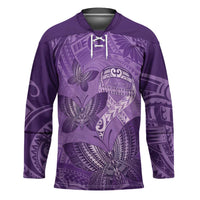 Personalised Polynesia Lupus Awareness Month Hockey Jersey Warrior Purple Ribbon Polynesian Butterflies