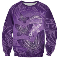Personalised Polynesia Lupus Awareness Month Sweatshirt Warrior Purple Ribbon Polynesian Butterflies