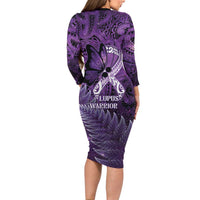 Lupus Awareness Month New Zealand Family Matching Long Sleeve Bodycon Dress and Hawaiian Shirt Be Strong Warrior Maori Silver Fern LT14 - Polynesian Pride