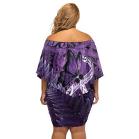 Lupus Awareness Month New Zealand Family Matching Off Shoulder Short Dress and Hawaiian Shirt Be Strong Warrior Maori Silver Fern LT14 - Polynesian Pride