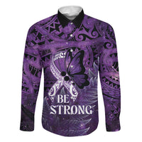 Lupus Awareness Month New Zealand Family Matching Short Sleeve Bodycon Dress and Hawaiian Shirt Be Strong Warrior Maori Silver Fern LT14 Dad's Shirt - Long Sleeve Purple - Polynesian Pride