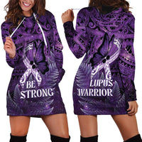 Lupus Awareness Month New Zealand Hoodie Dress Be Strong Warrior Maori Silver Fern LT14 - Polynesian Pride