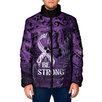 Lupus Awareness Month New Zealand Padded Jacket Be Strong Warrior Maori Silver Fern