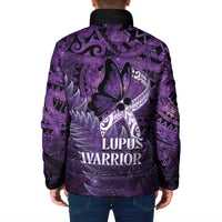 Lupus Awareness Month New Zealand Padded Jacket Be Strong Warrior Maori Silver Fern