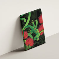 New Zealand Gecko Canvas Wall Art Aotearoa Maori With Pohutukawa Flowers