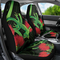 New Zealand Gecko Car Seat Cover Aotearoa Maori With Pohutukawa Flowers