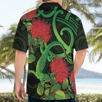 New Zealand Gecko Hawaiian Shirt Aotearoa Maori With Pohutukawa Flowers LT14 - Polynesian Pride