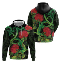 New Zealand Gecko Hoodie Aotearoa Maori With Pohutukawa Flowers