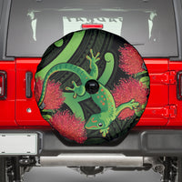 New Zealand Gecko Spare Tire Cover Aotearoa Maori With Pohutukawa Flowers