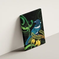 New Zealand Tui Bird Canvas Wall Art Aotearoa Maori With Kowhai Flowers
