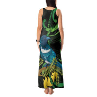 New Zealand Tui Bird Tank Maxi Dress Aotearoa Maori With Kowhai Flowers LT14 - Polynesian Pride