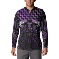 Purple Matariki New Zealand Button Sweatshirt Maori Poutama Galaxy Vibes