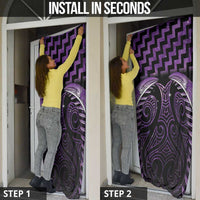 Purple Matariki New Zealand Door Cover Maori Poutama Galaxy Vibes - Polynesian Pride