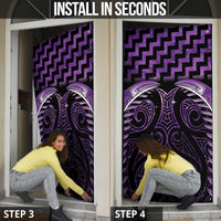 Purple Matariki New Zealand Door Cover Maori Poutama Galaxy Vibes - Polynesian Pride