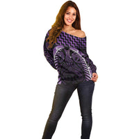 Purple Matariki New Zealand Off Shoulder Sweater Maori Poutama Galaxy Vibes
