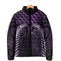 Purple Matariki New Zealand Padded Jacket Maori Poutama Galaxy Vibes - Polynesian Pride