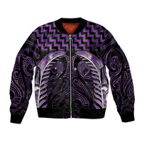 Purple Matariki New Zealand Sleeve Zip Bomber Jacket Maori Poutama Galaxy Vibes