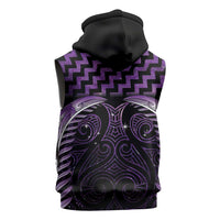 Purple Matariki New Zealand Sleeveless Zip Hoodie Maori Poutama Galaxy Vibes - Polynesian Pride