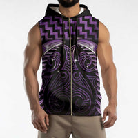 Purple Matariki New Zealand Sleeveless Zip Hoodie Maori Poutama Galaxy Vibes - Polynesian Pride