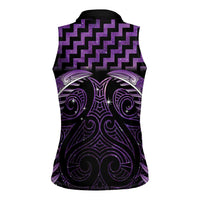 Purple Matariki New Zealand Women Sleeveless Polo Shirt Maori Poutama Galaxy Vibes