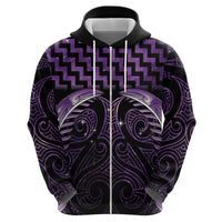Purple Matariki New Zealand Zip Hoodie Maori Poutama Galaxy Vibes
