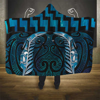 Blue Matariki New Zealand Hooded Blanket Maori Poutama Galaxy Vibes