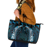 Blue Matariki New Zealand Leather Tote Bag Maori Poutama Galaxy Vibes