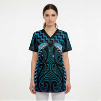 Blue Matariki New Zealand Scrub Top Maori Poutama Galaxy Vibes - Polynesian Pride