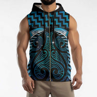 Blue Matariki New Zealand Sleeveless Zip Hoodie Maori Poutama Galaxy Vibes - Polynesian Pride