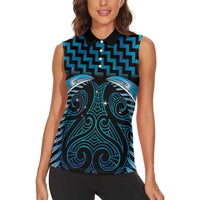 Blue Matariki New Zealand Women Sleeveless Polo Shirt Maori Poutama Galaxy Vibes