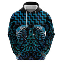 Blue Matariki New Zealand Zip Hoodie Maori Poutama Galaxy Vibes
