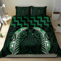 Green Matariki New Zealand Bedding Set Maori Poutama Galaxy Vibes