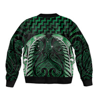 Green Matariki New Zealand Bomber Jacket Maori Poutama Galaxy Vibes