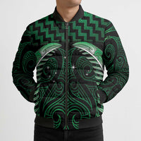 Green Matariki New Zealand Bomber Puffer Jacket Maori Poutama Galaxy Vibes - Polynesian Pride