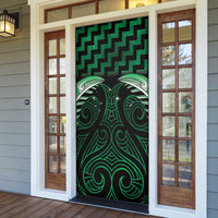 Green Matariki New Zealand Door Cover Maori Poutama Galaxy Vibes - Polynesian Pride
