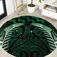 Green Matariki New Zealand Round Carpet Maori Poutama Galaxy Vibes