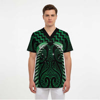 Green Matariki New Zealand Scrub Top Maori Poutama Galaxy Vibes - Polynesian Pride