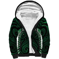 Green Matariki New Zealand Sherpa Hoodie Maori Poutama Galaxy Vibes